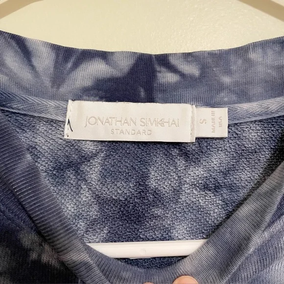 Jonathan Simkhai Standard Tie-dye Cropped Sweatshirt In Indigo Small - Picture 8 of 8